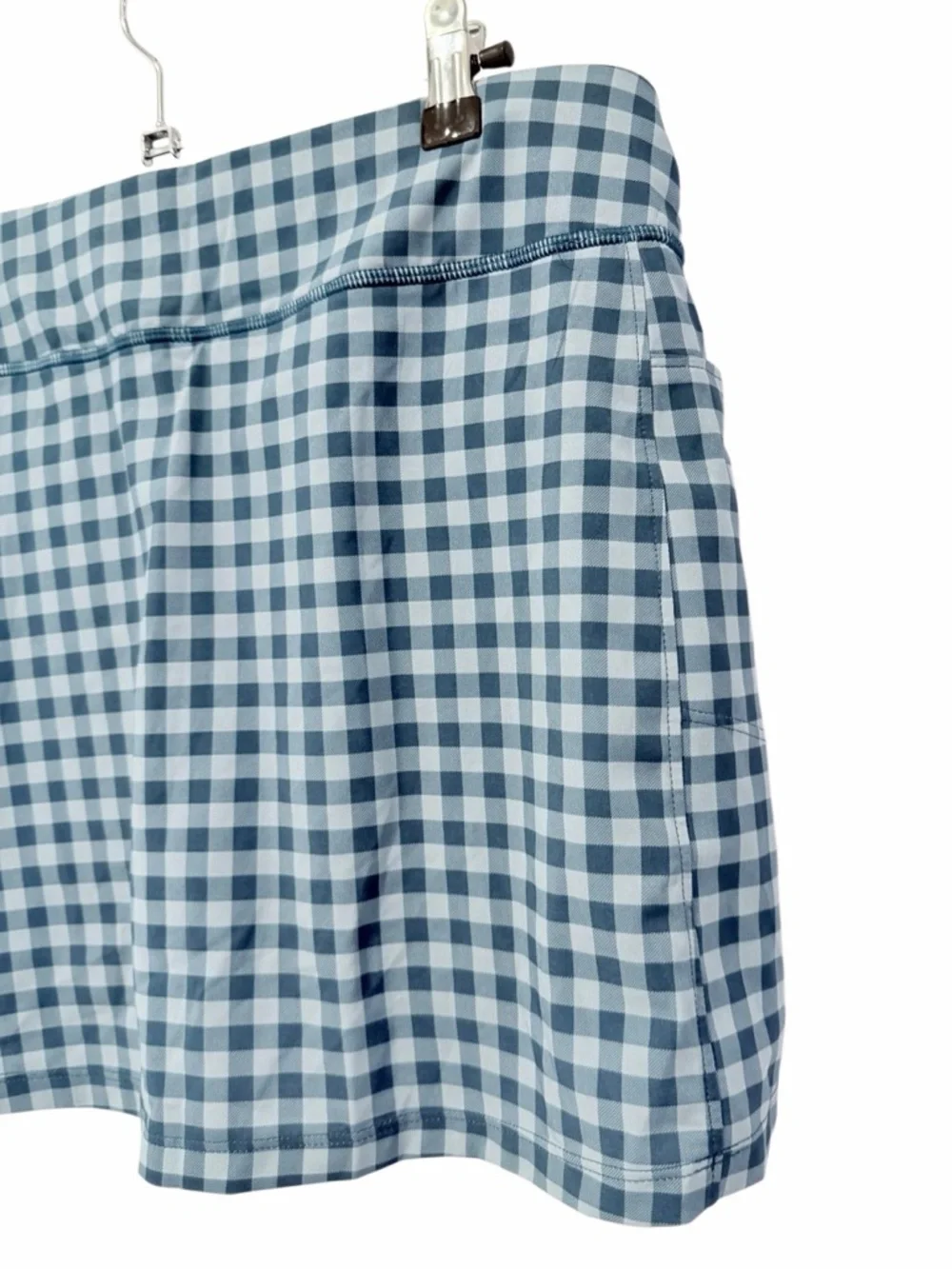 NWT Smartwool Women's Active Lined Skirt Skort in Twilight Gingham Blue